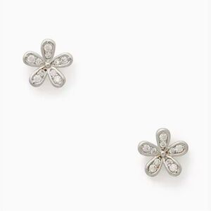 NWT Kate Spade Gleaming Garden  clear and Silver Floral Earrings